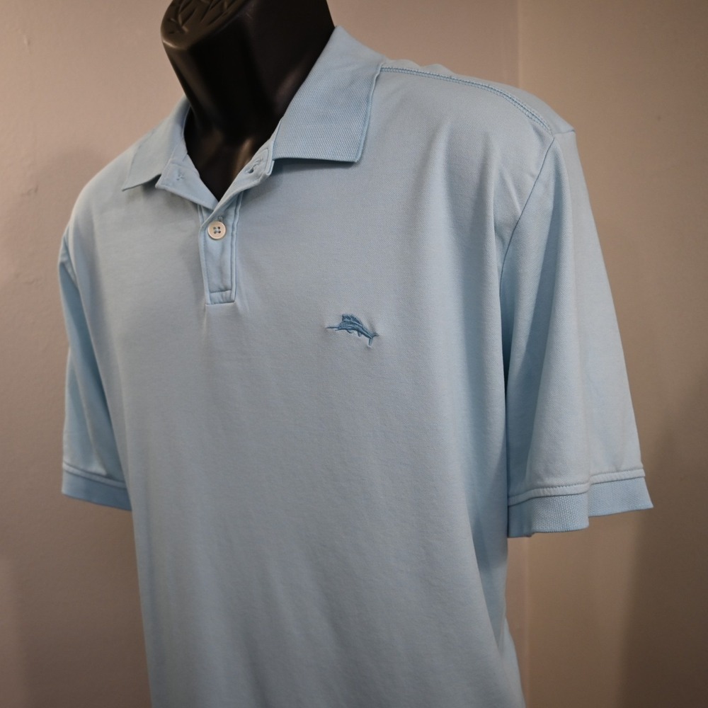 Tommy Bahama Marlin Golf Polo Blue Cotton Blend Short Sleeve Mens Size XL